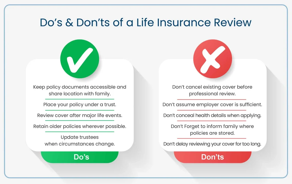 Alt text Dos and don'ts when reviewing an existing life insurance policy